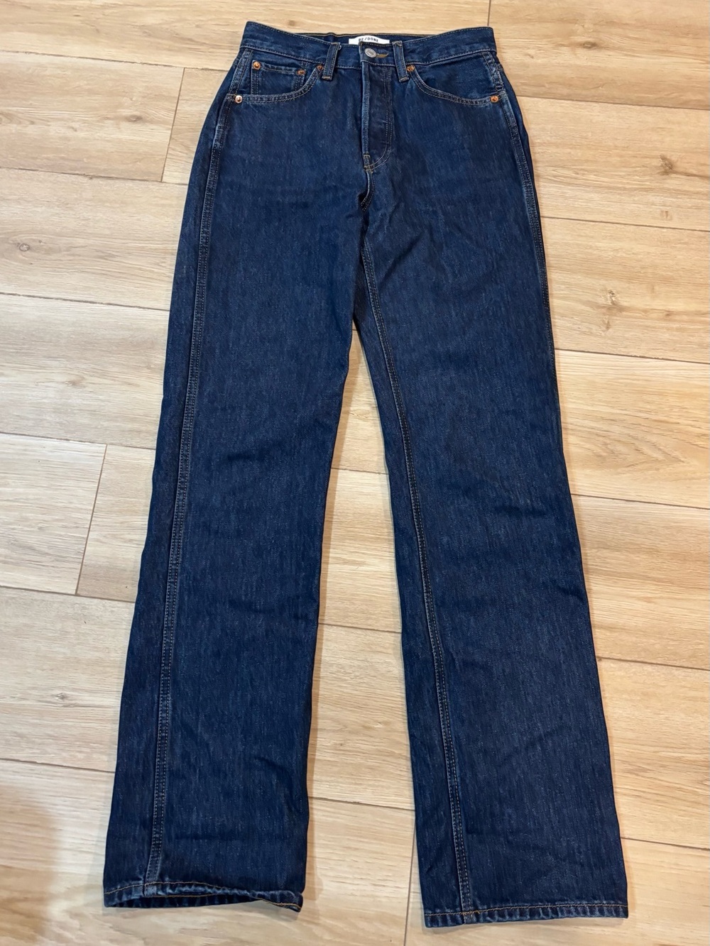 RE/DONE 90's Loose High-Rise Straight-Leg Jeans Button Fly Heritage Rinse 24x32